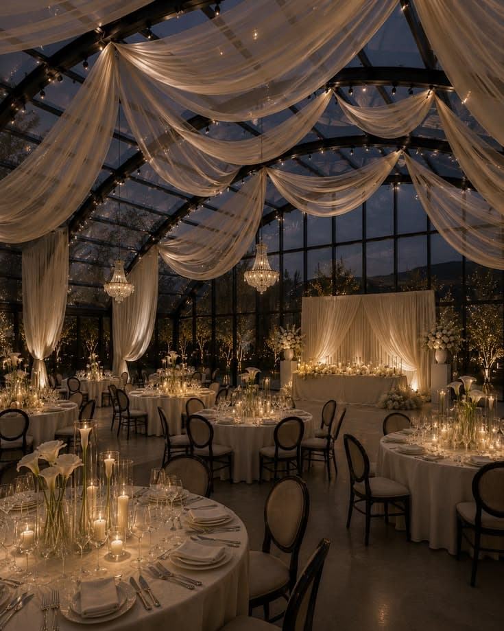 Table de banquet dressée avec mobilier de location haut de gamme